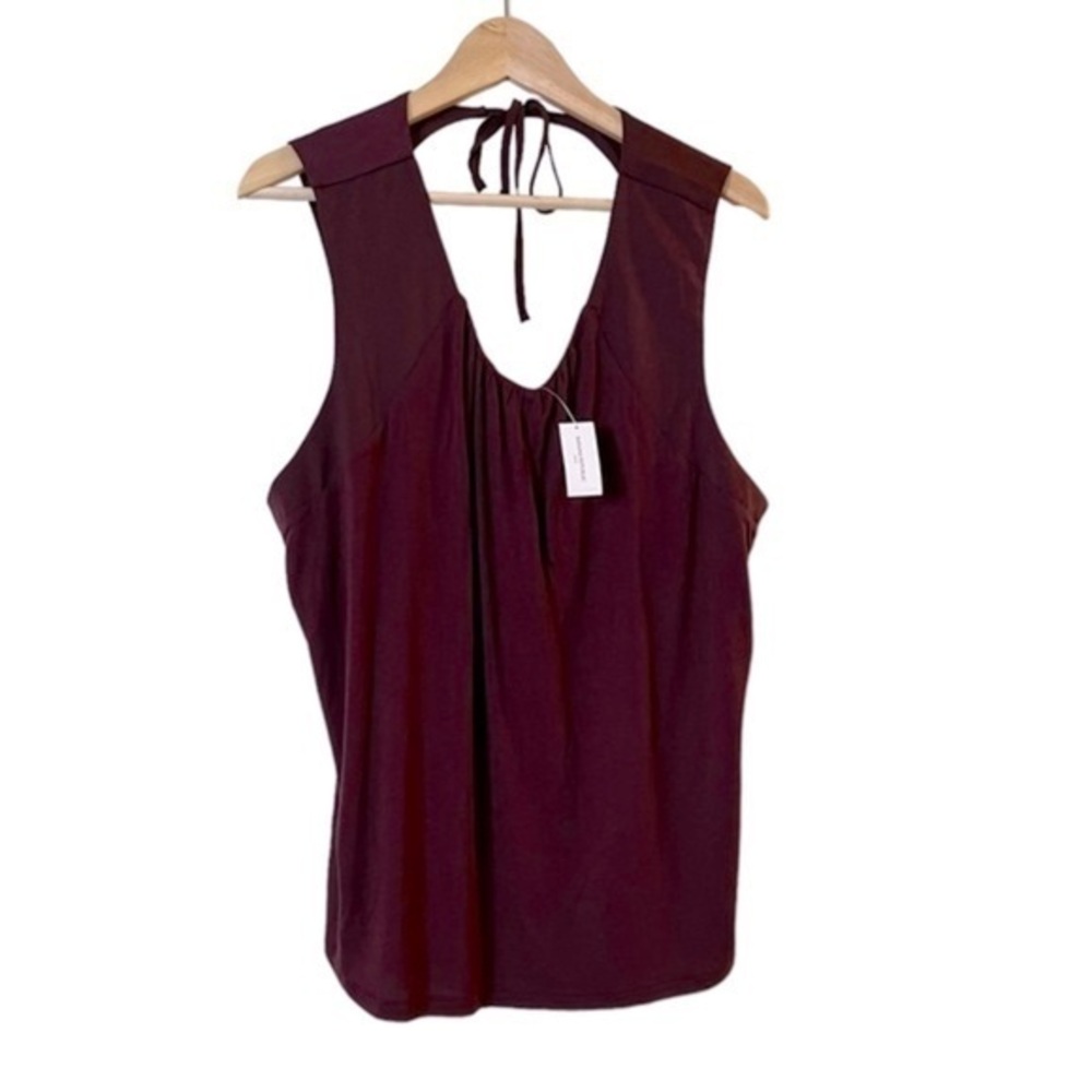 NWT Banana Republic burgundy maroon wrap open back scoop neck sleeveless top XL